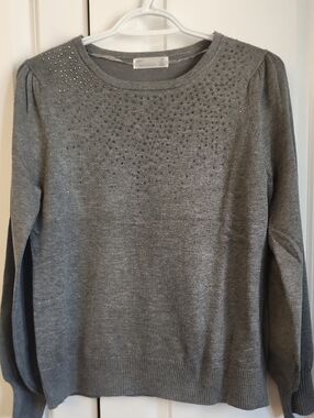 Charcoal Knit Top with Front Detail